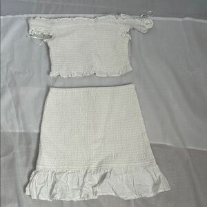White Ruffled Women's Skirt Set